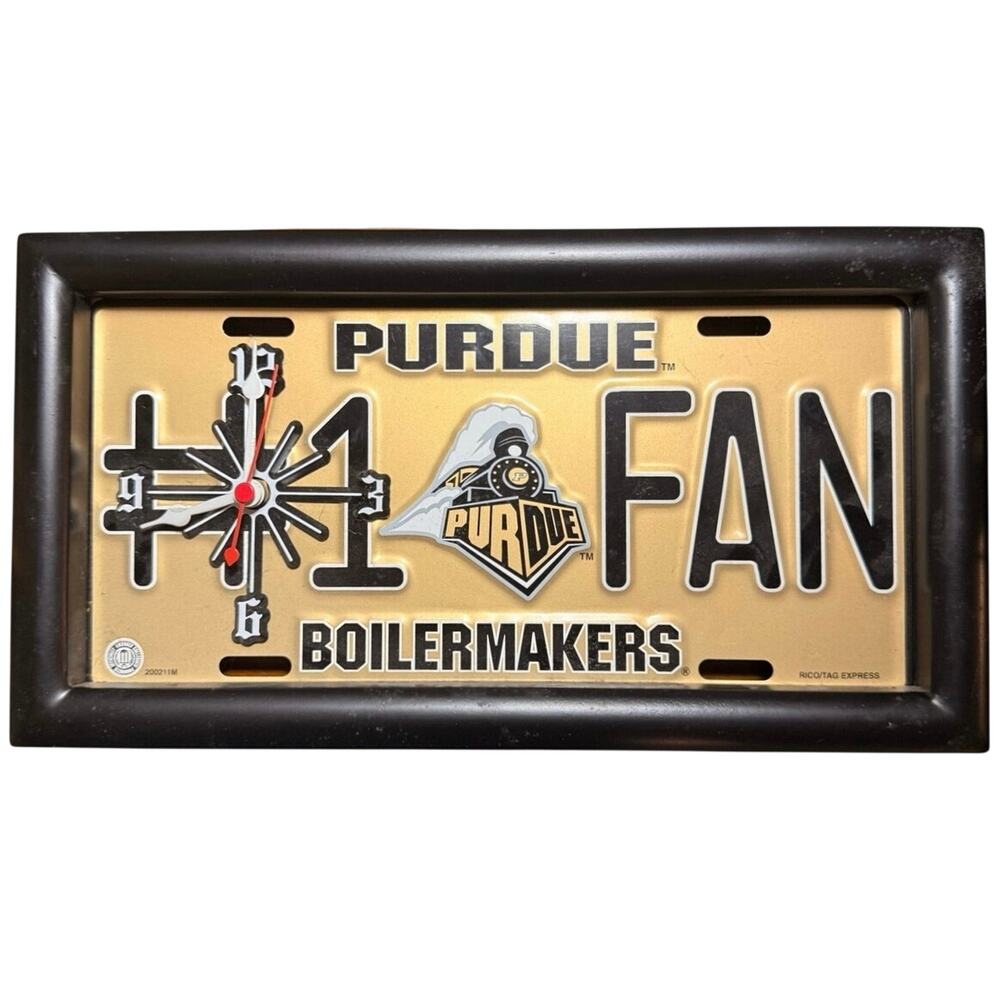 Purdue Boilermakers License Plate Wall Clock Rico Tag Express 1 Fan Vintage